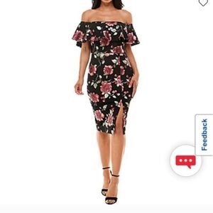 Off The Shoulder Floral Cocktail Dress